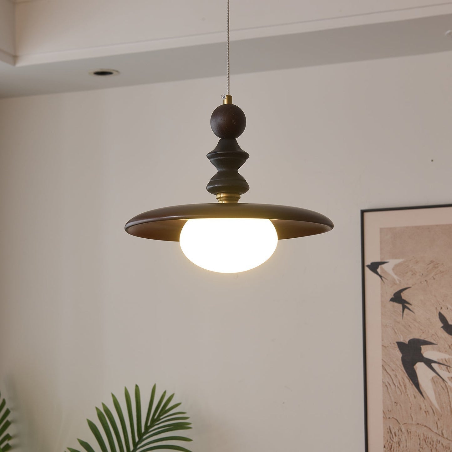 Stylish Wooden Glass Pendant Lamp