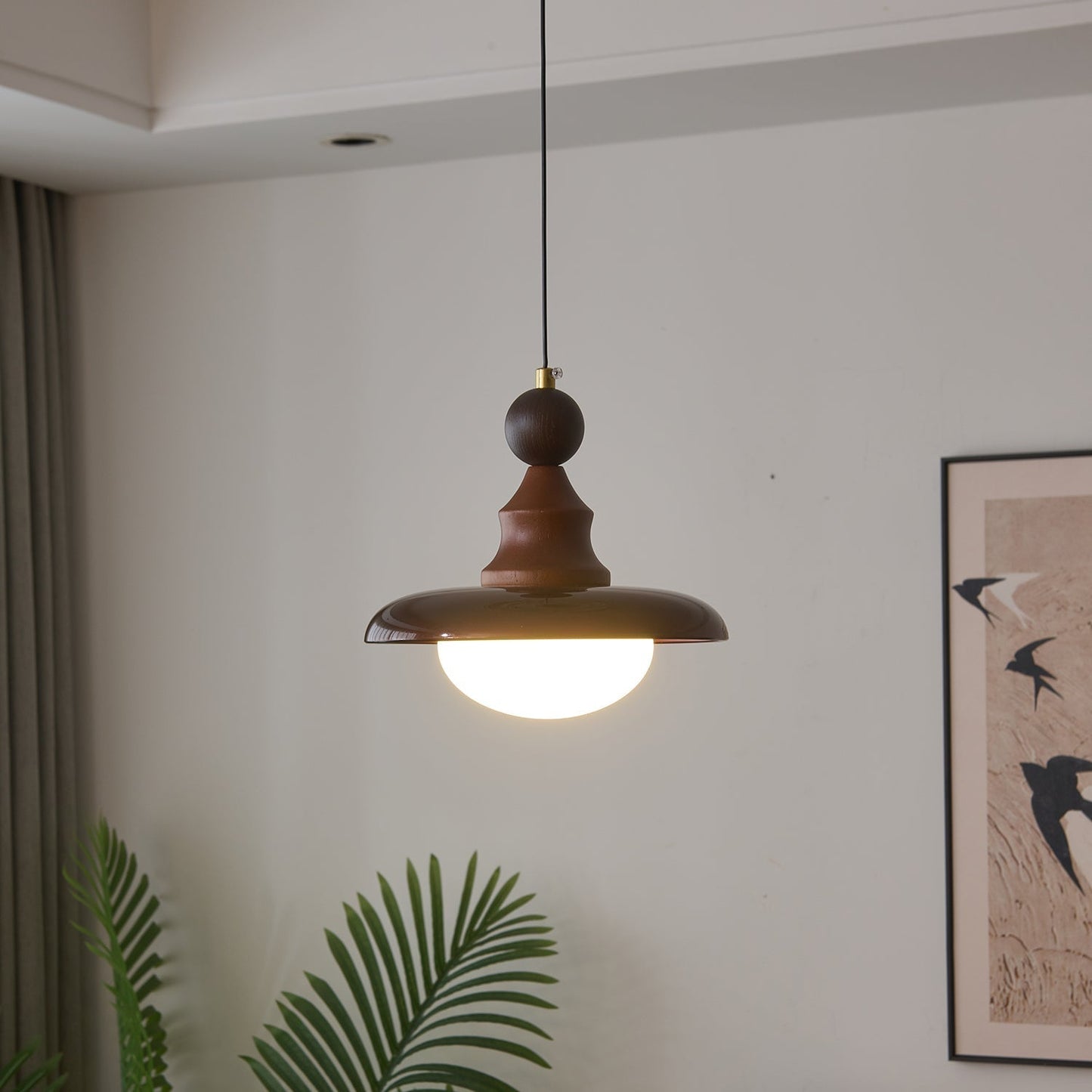 Stylish Wooden Glass Pendant Lamp