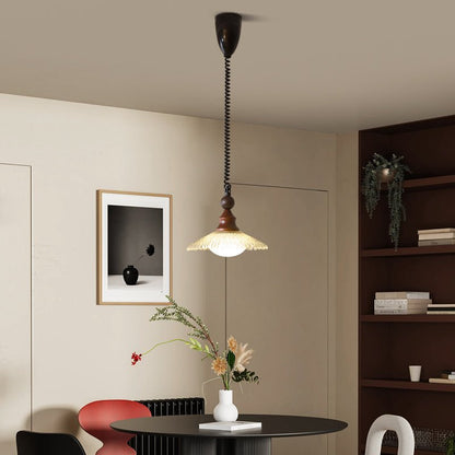 Stylish Wooden Glass Pendant Lamp