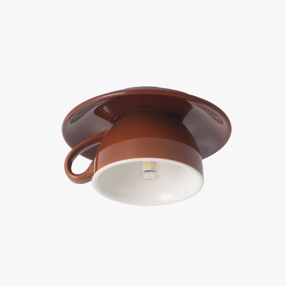 Elegant White Coffee Mugs and Chic LED Ceiling Lights