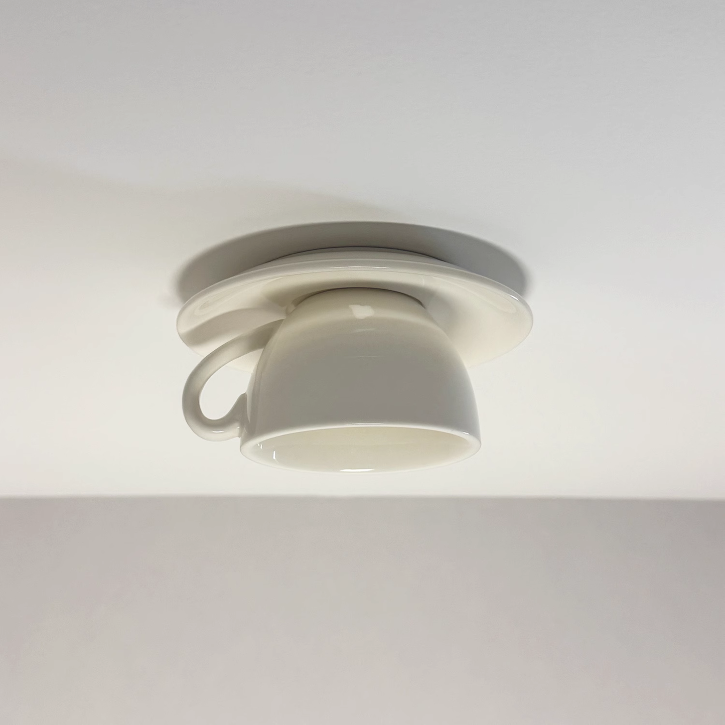 Elegant White Coffee Mugs and Chic LED Ceiling Lights