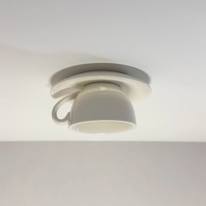 Elegant White Coffee Mugs and Chic LED Ceiling Lights