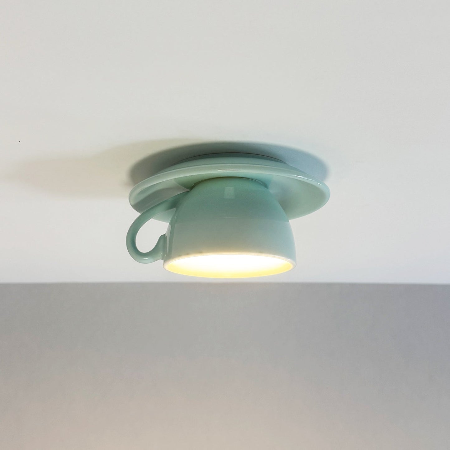 Elegant White Coffee Mugs and Chic LED Ceiling Lights