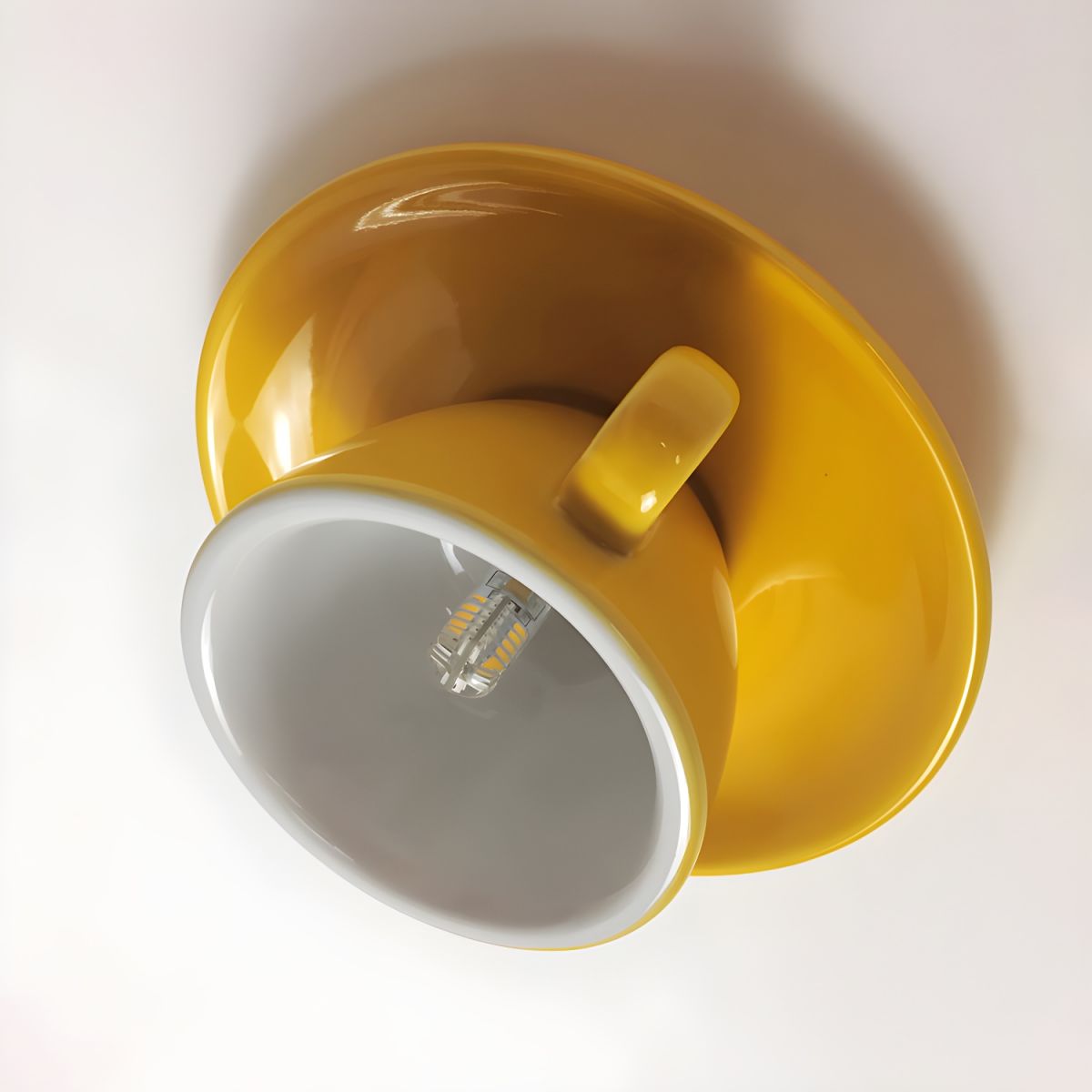 Elegant White Coffee Mugs and Chic LED Ceiling Lights