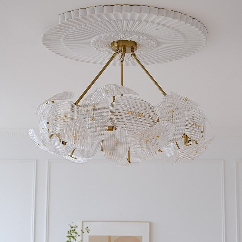 Elegant Glass Leaf Pendant Light With Gold Accent