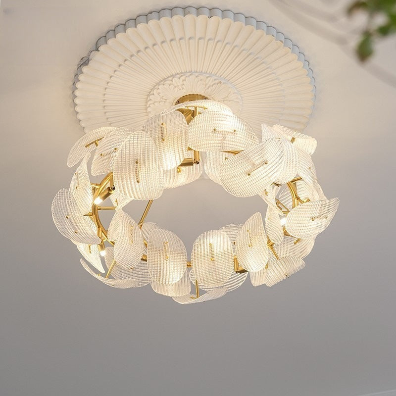 Elegant Glass Leaf Pendant Light With Gold Accent