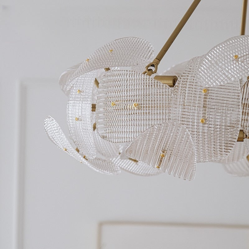 Elegant Glass Leaf Pendant Light With Gold Accent