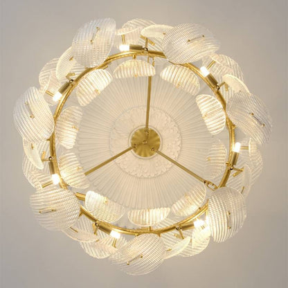 Elegant Glass Leaf Pendant Light With Gold Accent