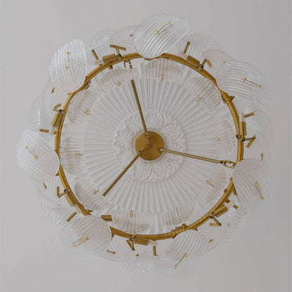 Elegant Glass Leaf Pendant Light With Gold Accent