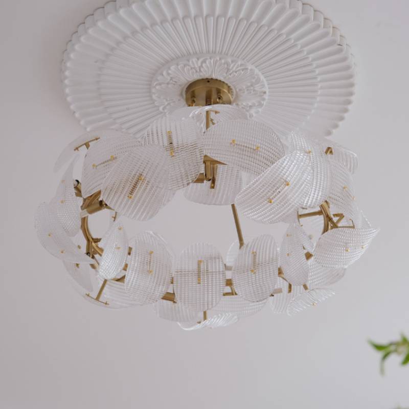 Elegant Glass Leaf Pendant Light With Gold Accent