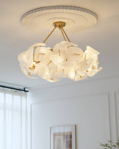 Elegant Glass Leaf Pendant Light With Gold Accent