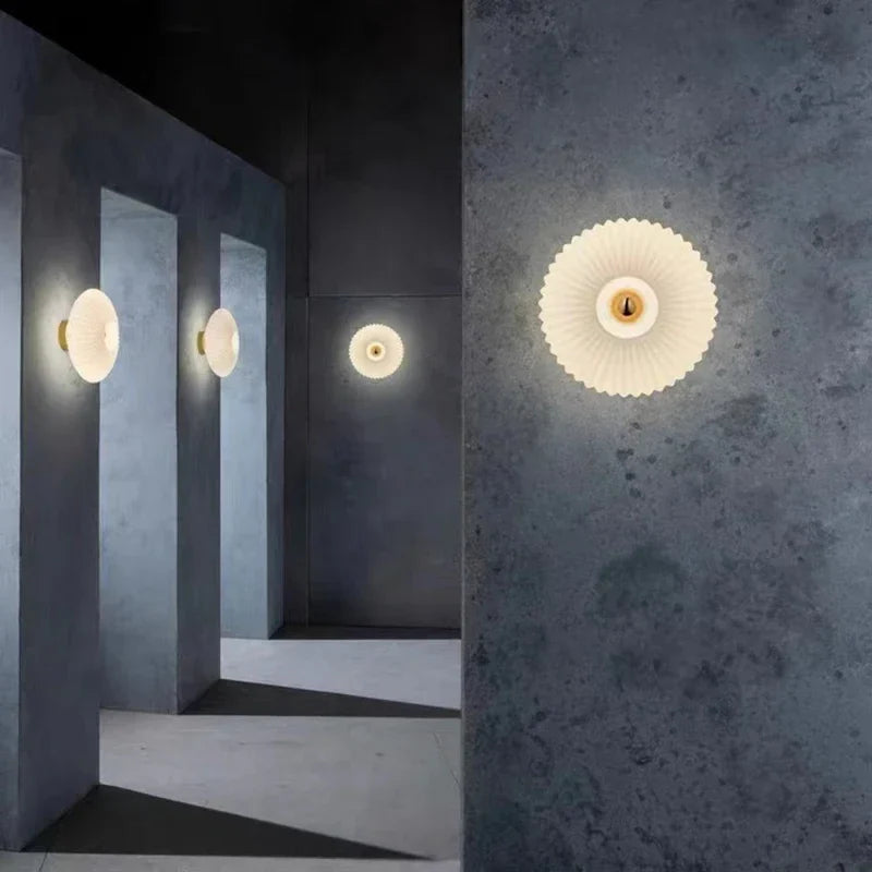 Textured Glass Circular Wall Lamp