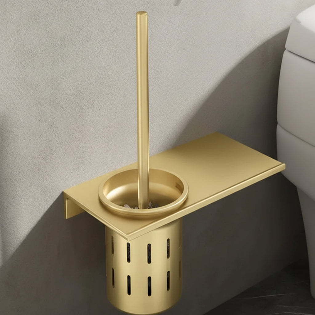 AureaGold | Elegant Space-Saving Wall-Mounted Toilet Brush Set 4