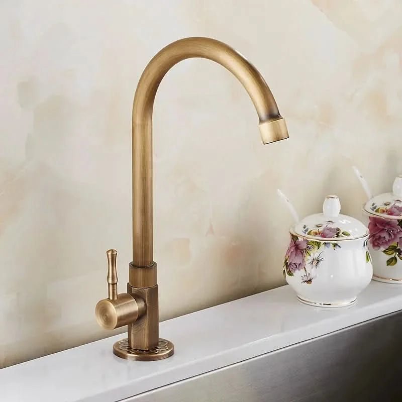 Classic Brass Gooseneck Kitchen Faucet - Lusomart