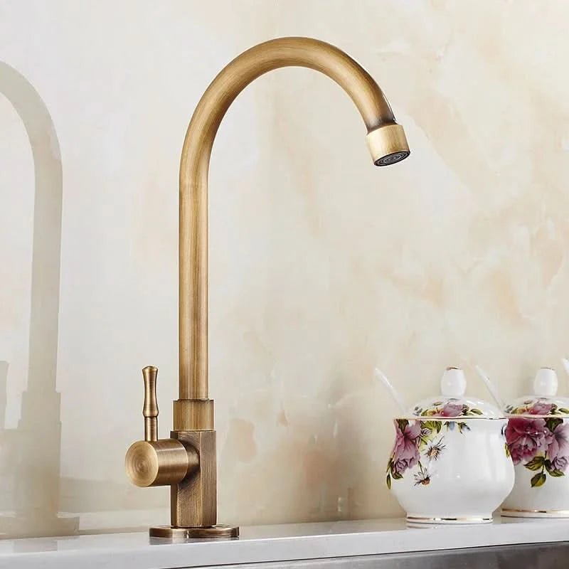 AureliaBrass | Elegant Antique Gooseneck Kitchen Faucet Tap 1