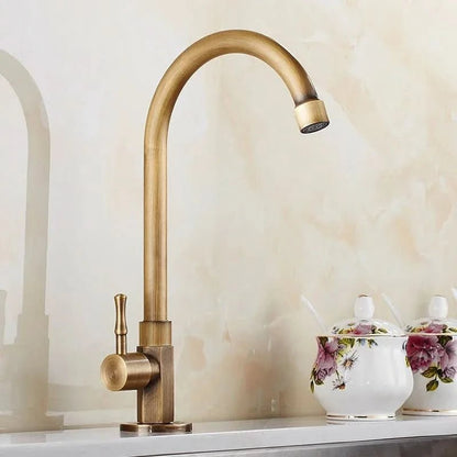 AureliaBrass | Elegant Antique Gooseneck Kitchen Faucet Tap 1
