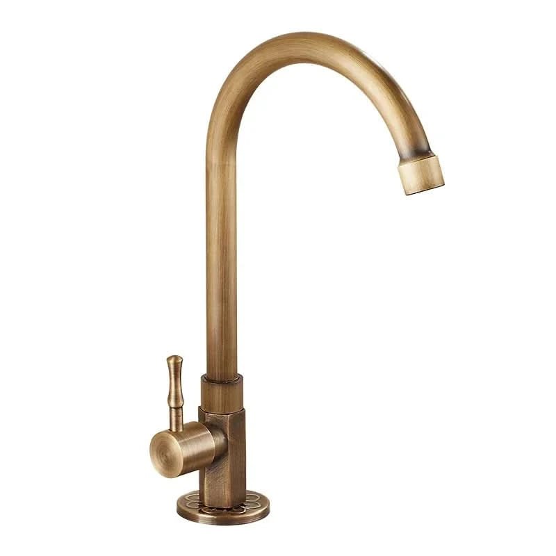 AureliaBrass | Elegant Antique Gooseneck Kitchen Faucet Tap 2