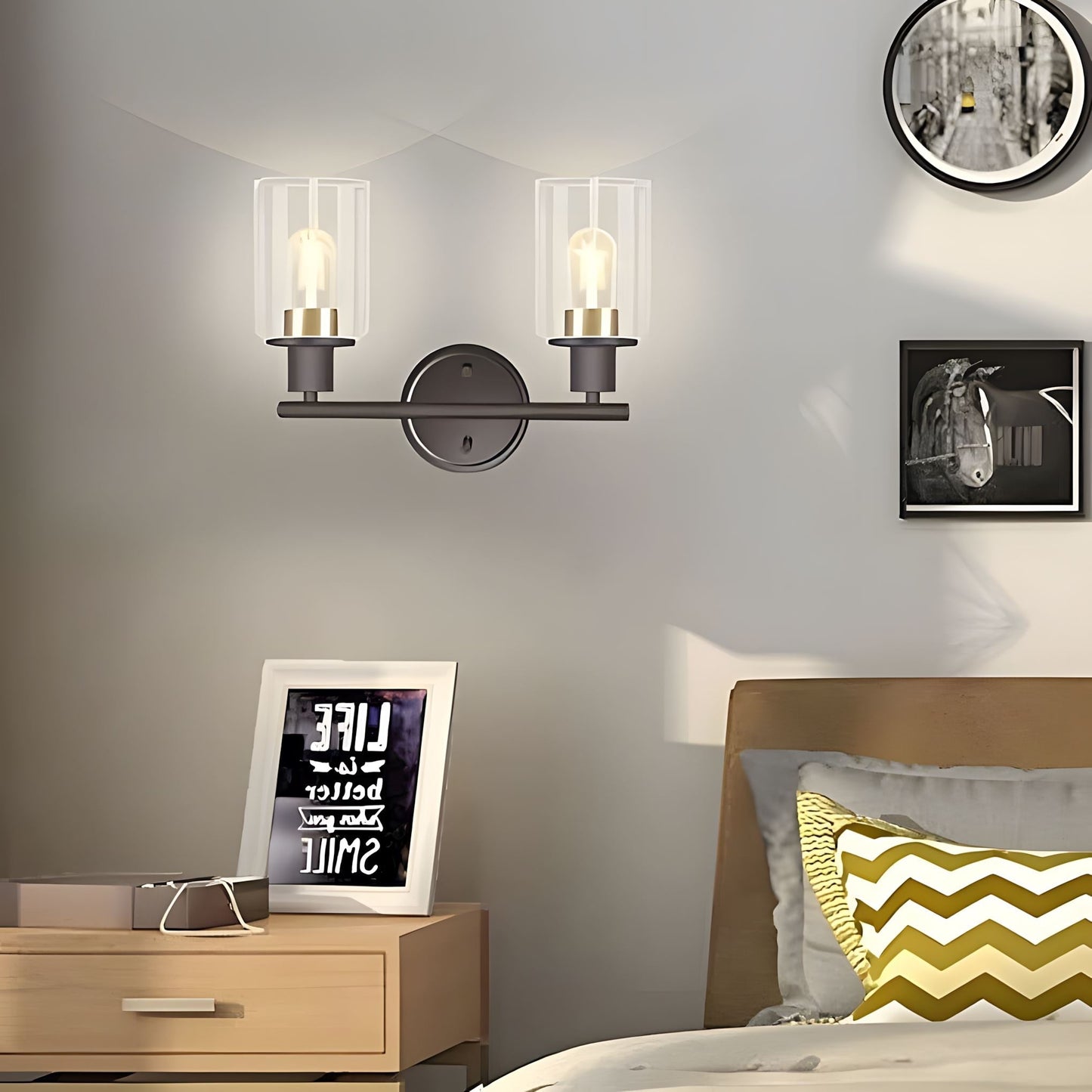 Sleek Clear Glass LED Wall Sconce Light