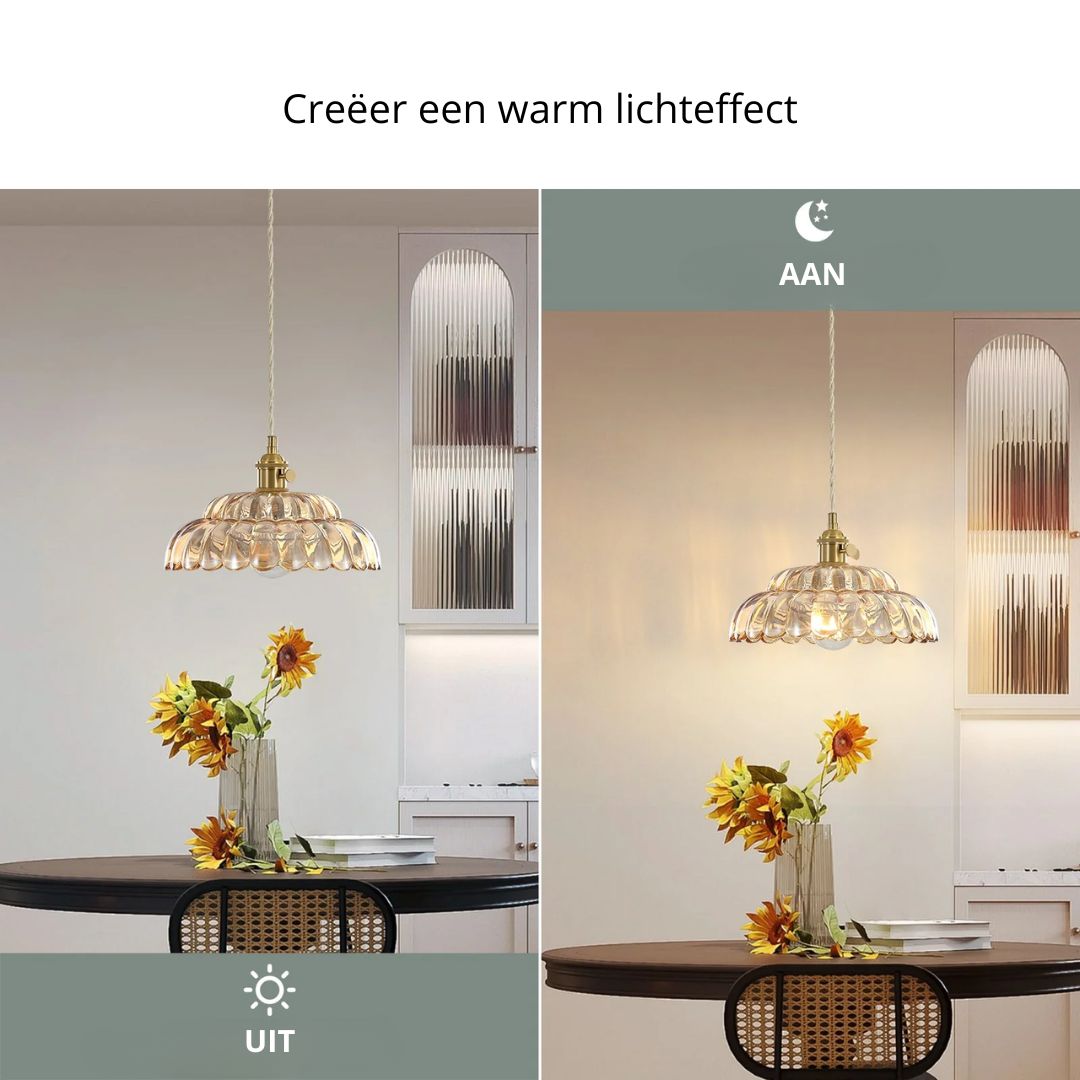 AureliaGlow | Elegant Glass Wood Kitchen Pendant Lighting Fixture 4
