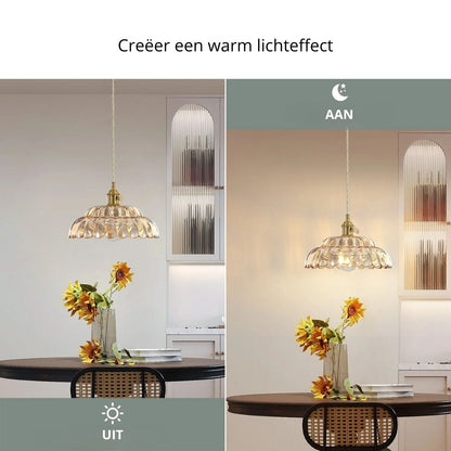 AureliaGlow | Elegant Glass Wood Kitchen Pendant Lighting Fixture 4