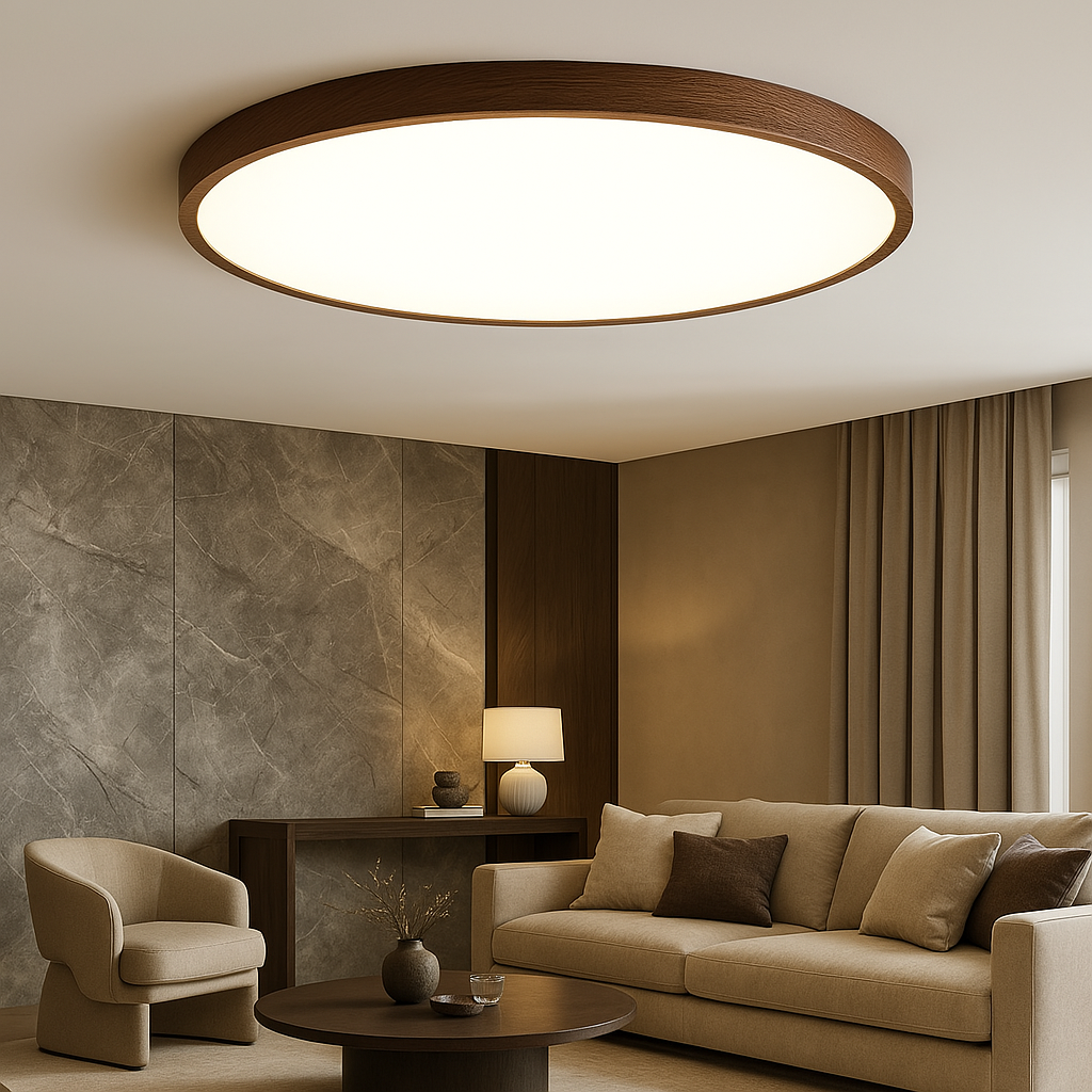 Brown Wood Modern Ceiling Light - Lusomart