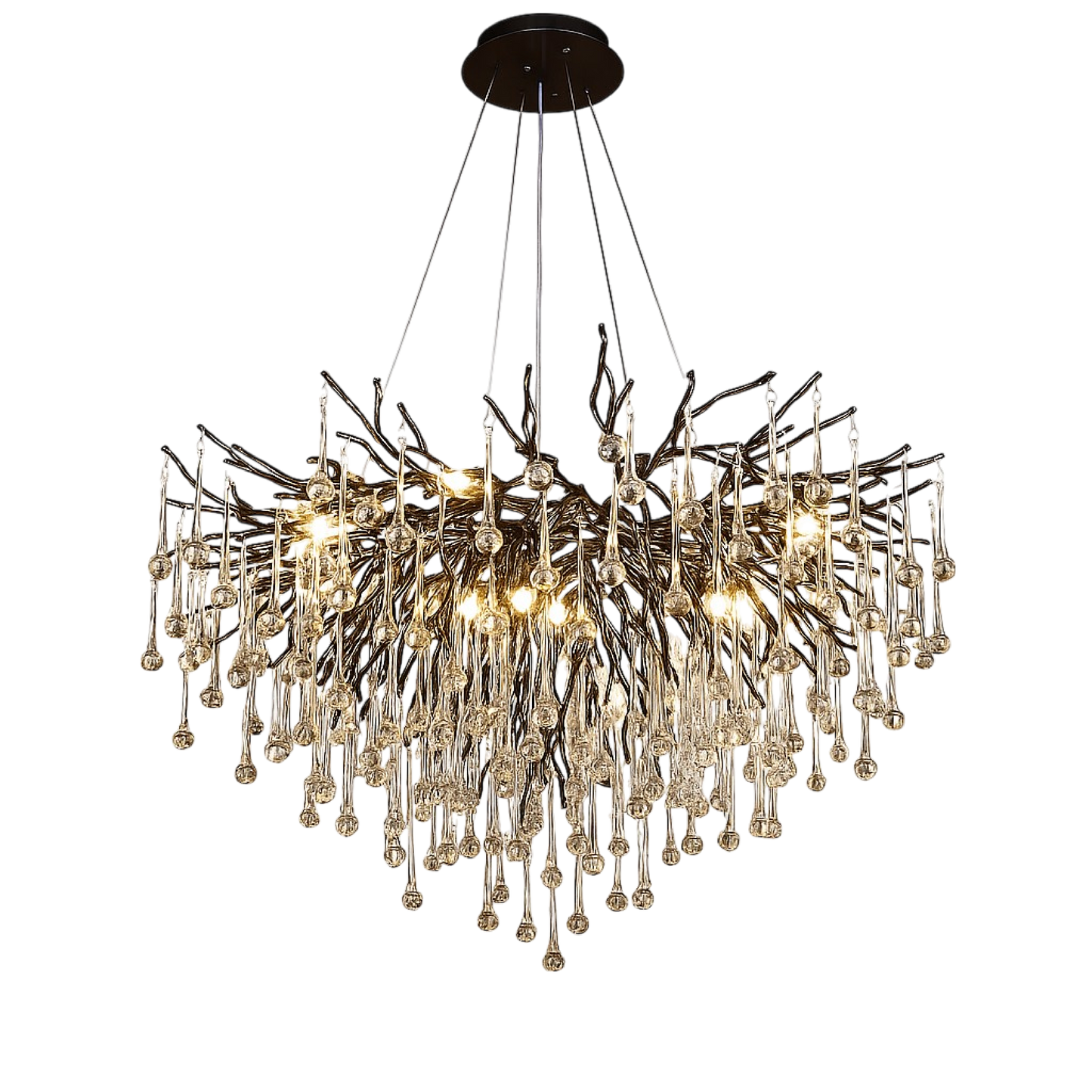 Elegant Black Crystal Drop Chandelier Light Fixture - Lusomart