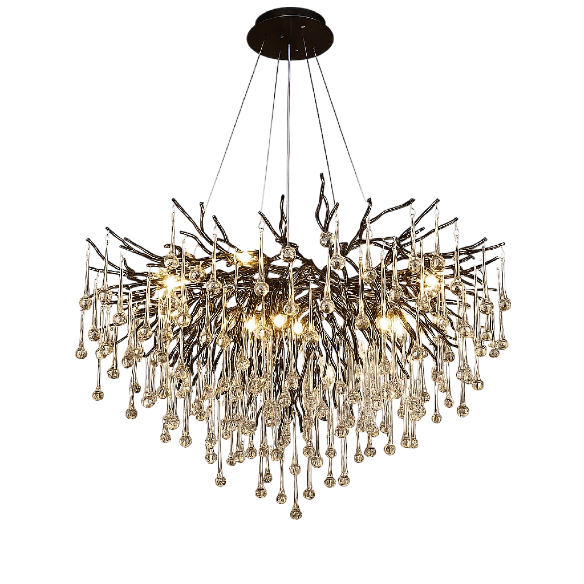 Elegant Black Crystal Drop Chandelier Light Fixture - Lusomart