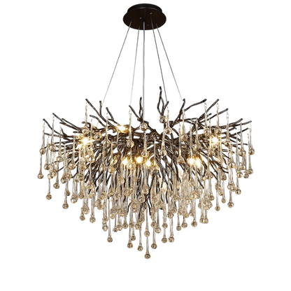 Elegant Black Crystal Drop Chandelier Light Fixture - Lusomart