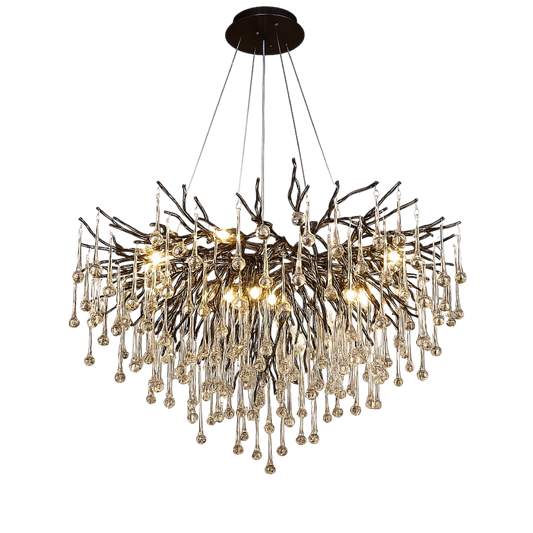 Elegant Black Crystal Drop Chandelier Light Fixture - Lusomart