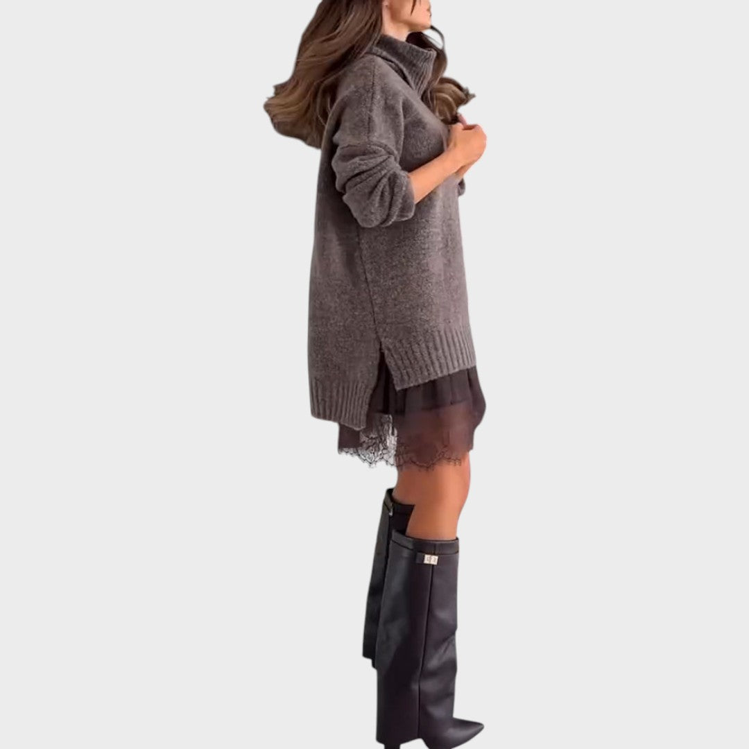 Aurora Collection | Sweater Dress Women with Oversized Turtleneck – Elegant Layered Look for Cozy Days 4