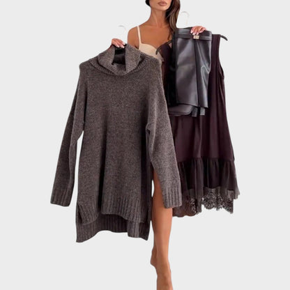 Aurora Collection | Sweater Dress Women with Oversized Turtleneck – Elegant Layered Look for Cozy Days 6