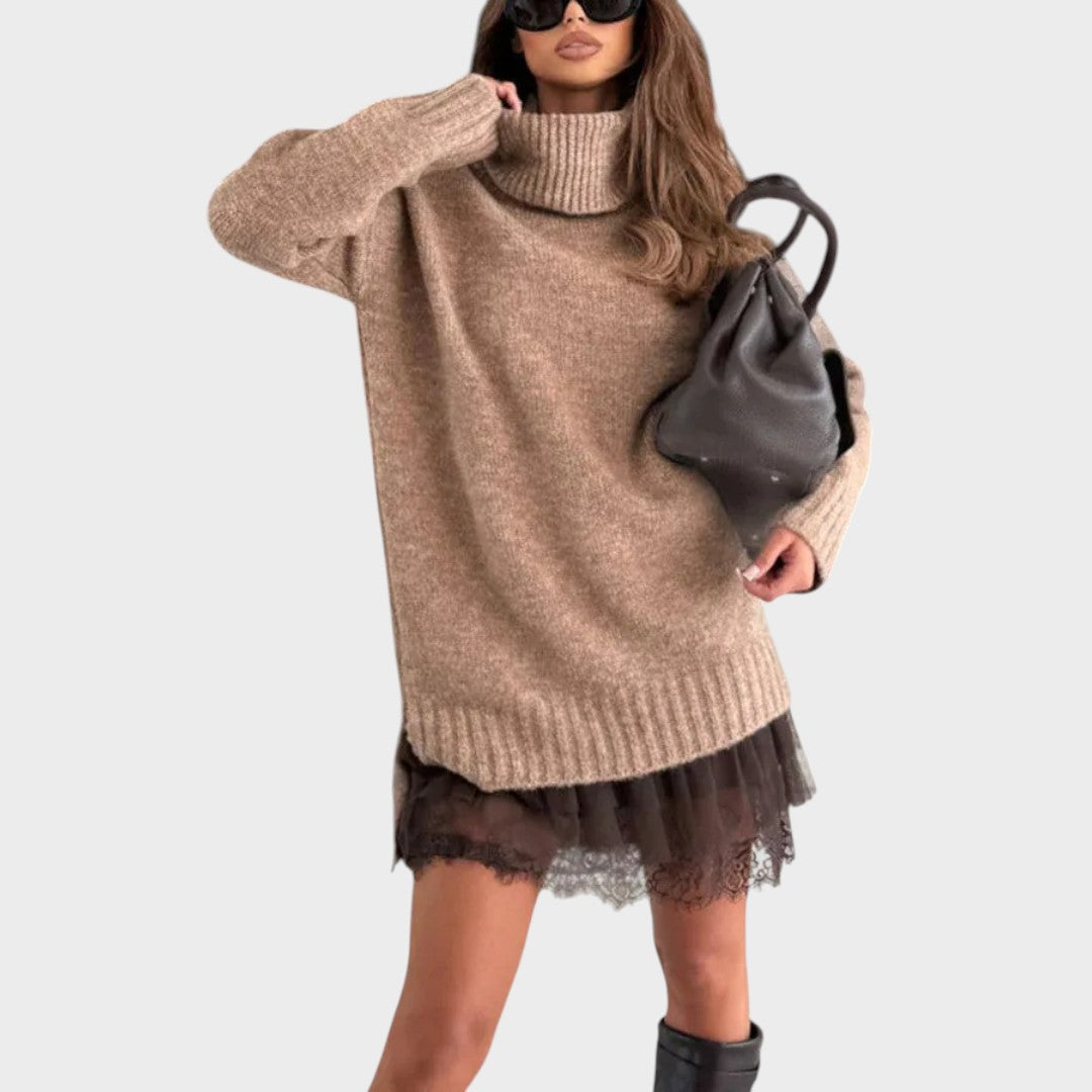 Aurora Collection | Sweater Dress Women with Oversized Turtleneck – Elegant Layered Look for Cozy Days 7