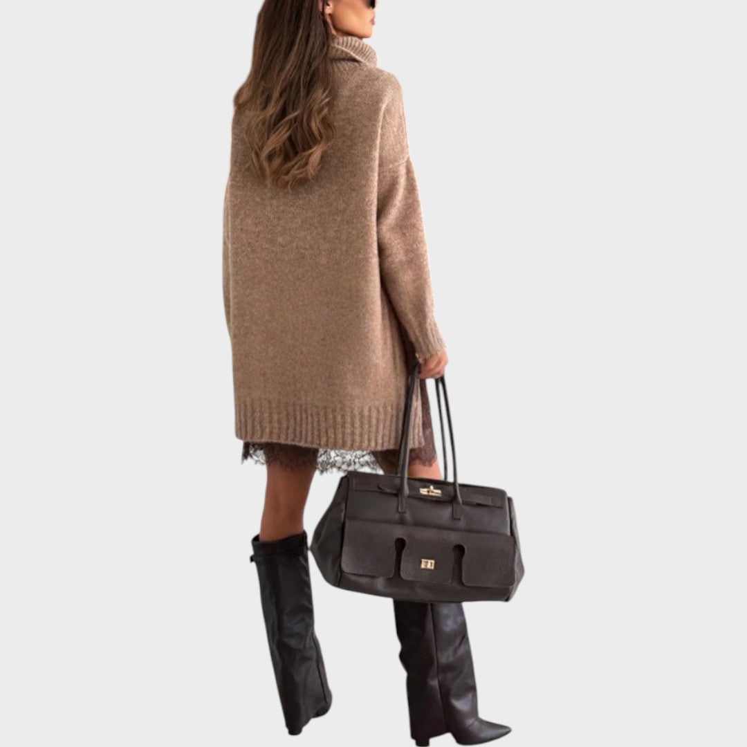 Aurora Collection | Sweater Dress Women with Oversized Turtleneck – Elegant Layered Look for Cozy Days 8