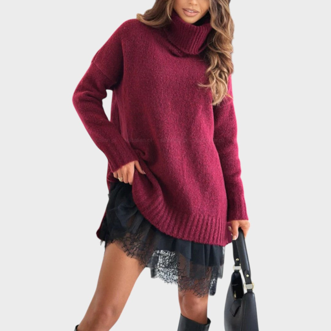 Aurora Collection | Sweater Dress Women with Oversized Turtleneck – Elegant Layered Look for Cozy Days 9