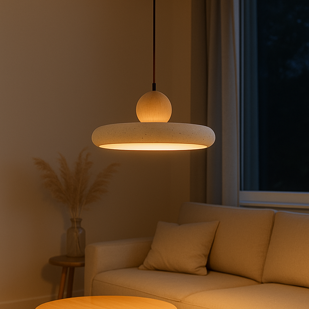 Aurvra | Travertine-Inspired Modern Wood Pendant Light 4