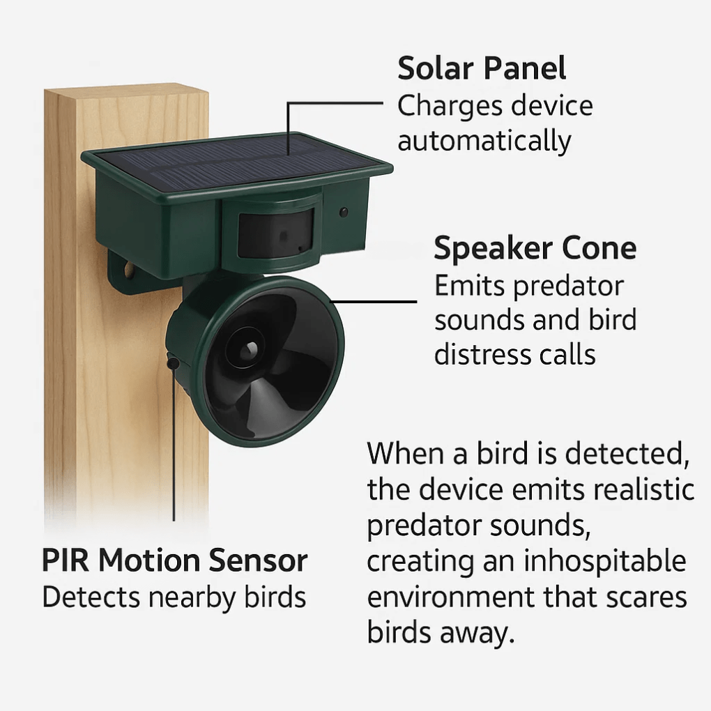 AviGuard | Innovative Motion-Activated Bird Deterrent Device for Outdoors 1