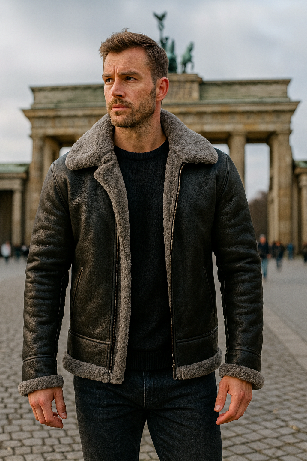 Aviator Bomber Jacket with Thick Sherpa Lining – Stylish Winter Coat for Ultimate Warmth 1