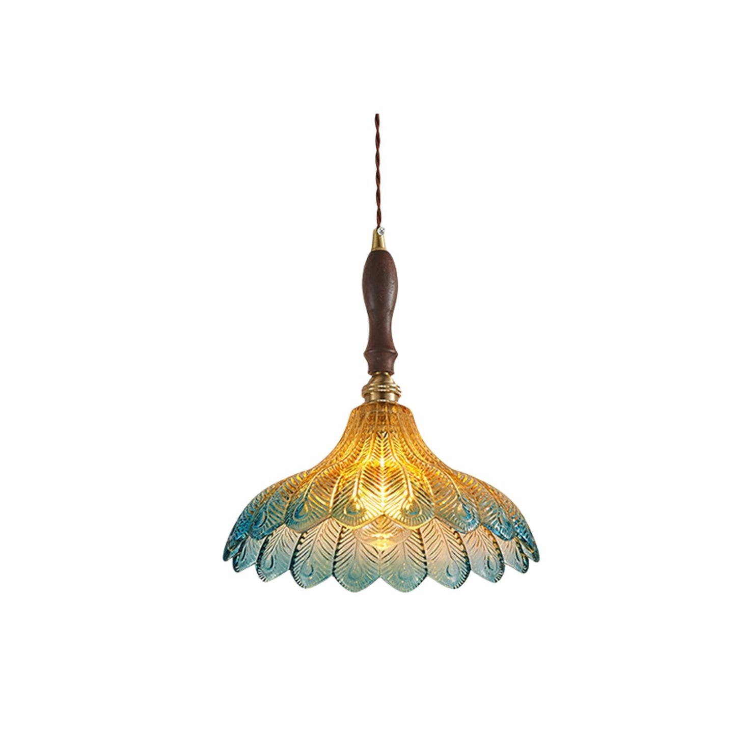 AzureGlow | Elegant Vintage Glass Brass Pendant Light Fixture 1