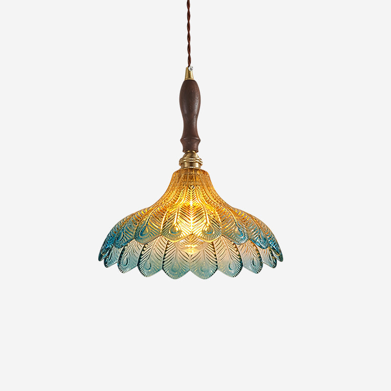 AzureGlow | Elegant Vintage Glass Brass Pendant Light Fixture 2