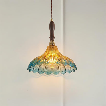 AzureGlow | Elegant Vintage Glass Brass Pendant Light Fixture 8