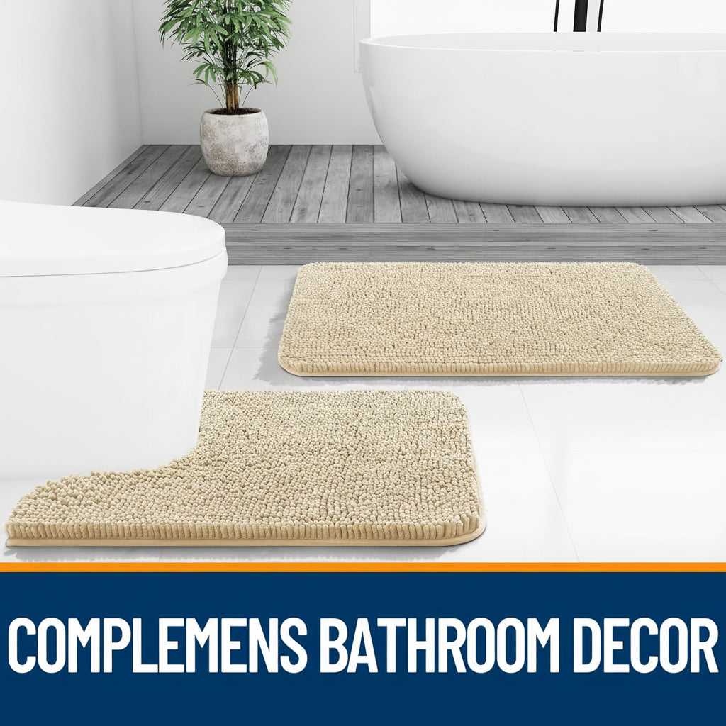 Plush Bathroom Mat Soft Non Slip Absorbent Floor Rug