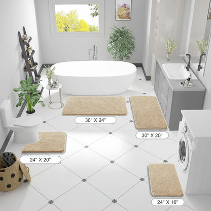 Plush Bathroom Mat Soft Non Slip Absorbent Floor Rug