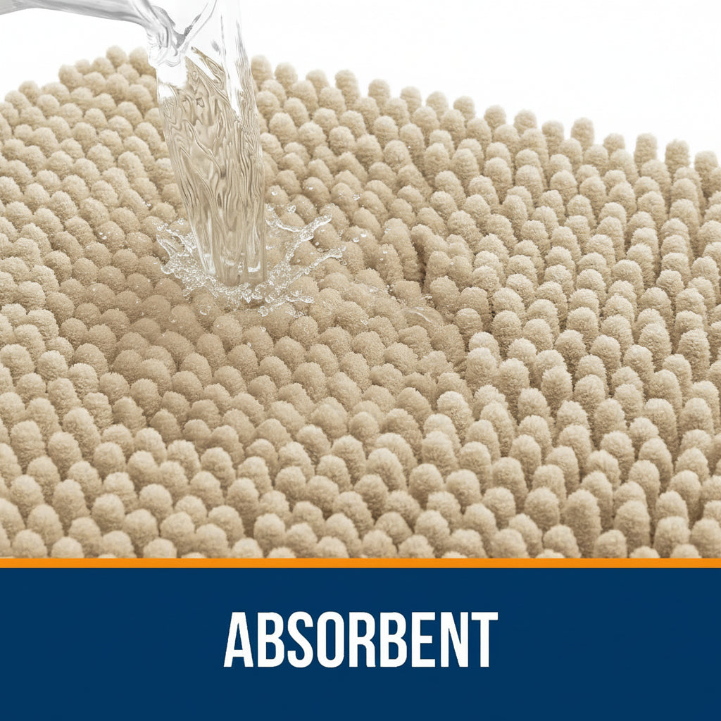 Plush Bathroom Mat Soft Non Slip Absorbent Floor Rug