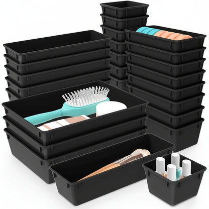 Compact Stackable Storage Tray Set for Home Office
