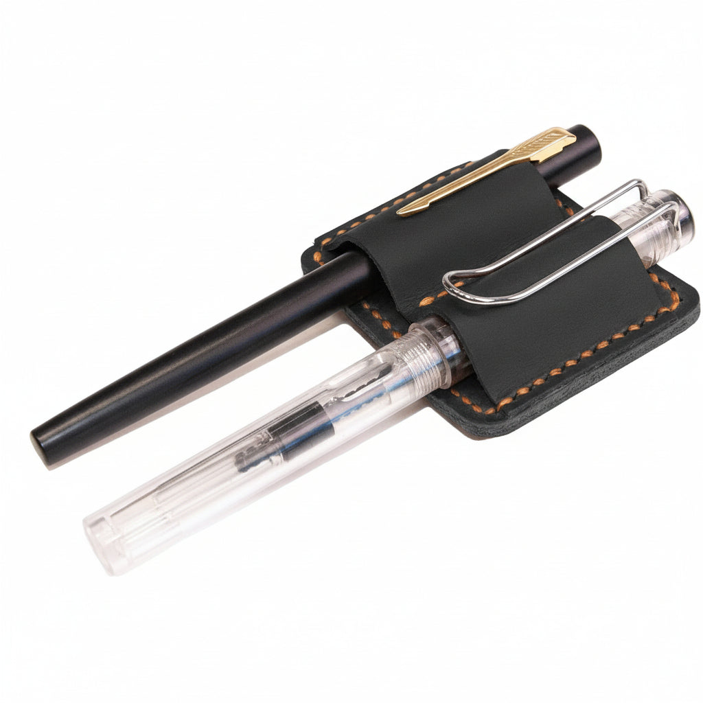 Genuine Leather Notebook Clip On Pen Holder Accessory - Lusomart