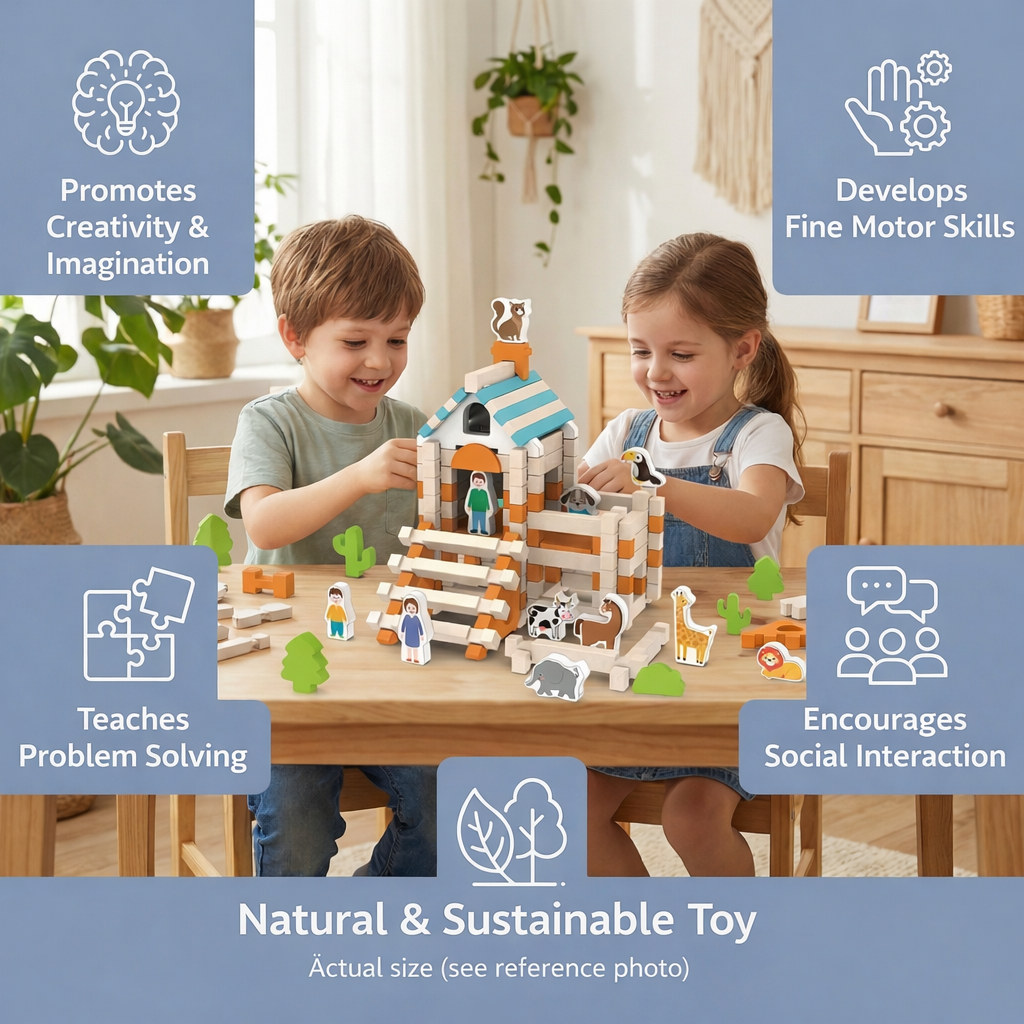 Educational Wooden Construction Blocks Set for Kids