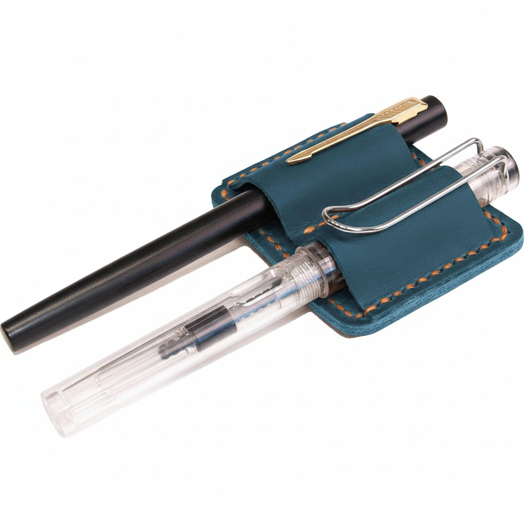 Genuine Leather Notebook Clip On Pen Holder Accessory