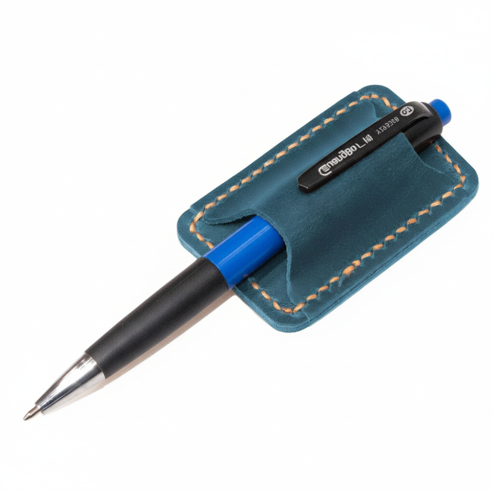 Genuine Leather Notebook Clip On Pen Holder Accessory