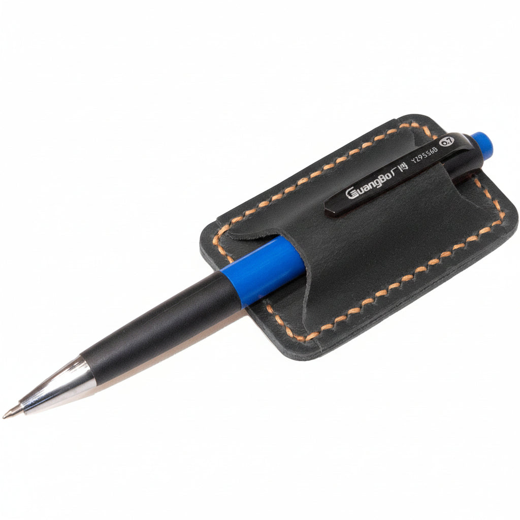 Genuine Leather Notebook Clip On Pen Holder Accessory