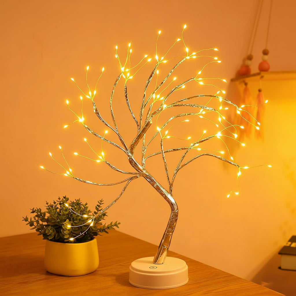 Warm LED Table Lamp with Mini Tree Home Decoration